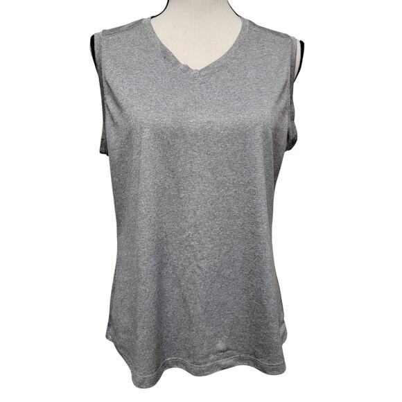 Danskin Now Gray Tank Top Womens Sz L V Neck Moisture Wicking‎ Athletic Active - Picture 1 of 5